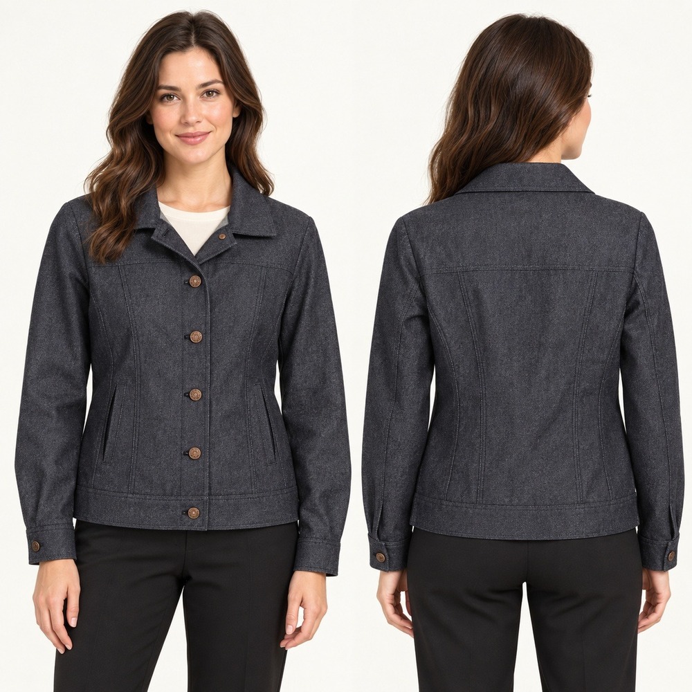 Pendleton Wool Jacket Womens S Dark Gray Virgin Wool Trucker Button Up